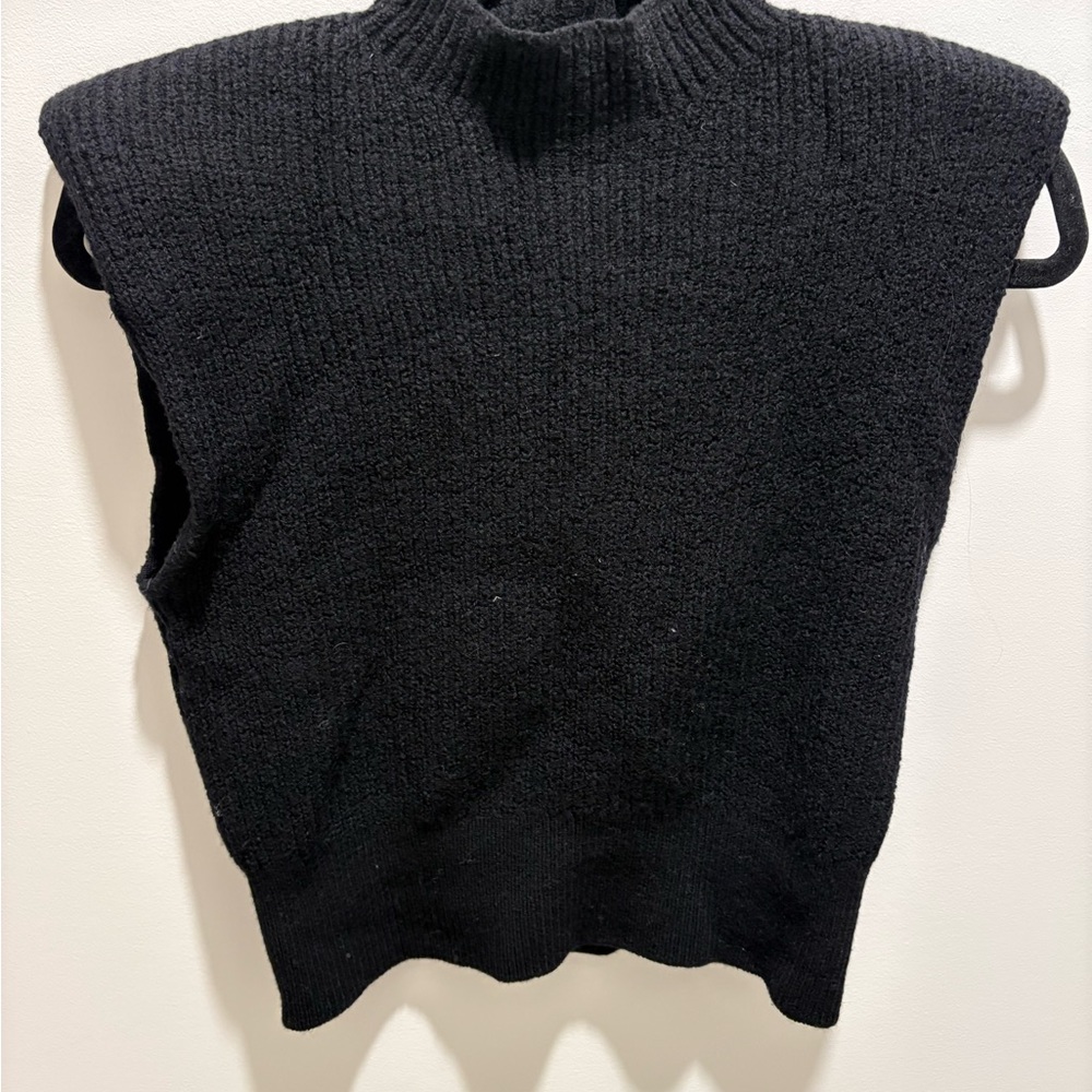 Babaton Black Cap Sleeve 100% Wool Sweater